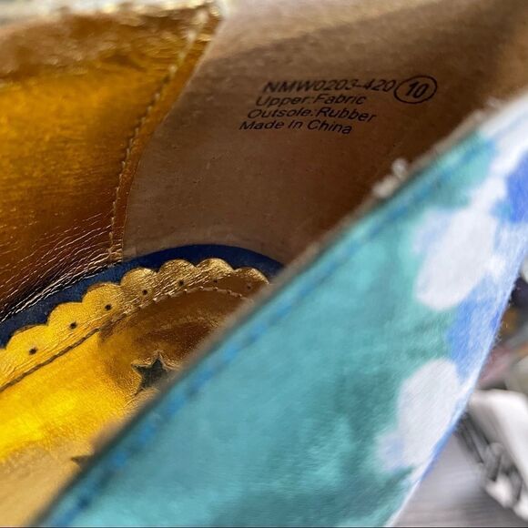 Naughty Monkey ‘Heart Felt’ Canvas Blue & Green Watercolor Peep Toe Heel, 10 - Picture 12 of 12